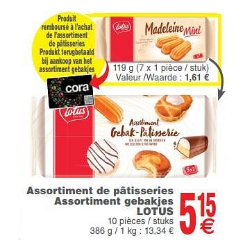Promoties Assortiment de pâtisseries assortiment gebakjes lotus - Lotus Bakeries - Geldig van 08/10/2019 tot 14/10/2019 bij Cora