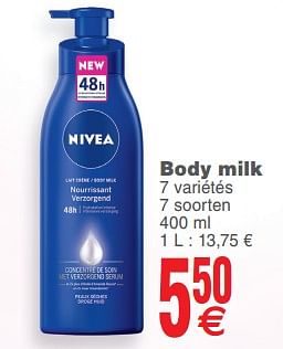 Promoties Body milk - Nivea - Geldig van 08/10/2019 tot 14/10/2019 bij Cora