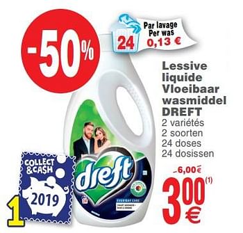 Promoties Lessive liquide vloeibaar wasmiddel dreft - Dreft - Geldig van 08/10/2019 tot 14/10/2019 bij Cora