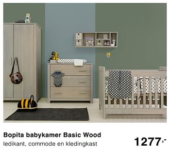 Promoties Bopita babykamer basic wood ledikant, commode en kledingkast - Bopita - Geldig van 06/10/2019 tot 12/10/2019 bij Baby & Tiener Megastore