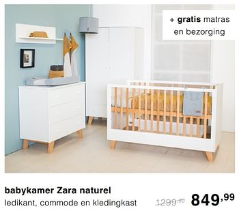 Promoties Babykamer zara naturel ledikant, commode en kledingkast - Huismerk - Baby & Tiener Megastore - Geldig van 06/10/2019 tot 12/10/2019 bij Baby & Tiener Megastore