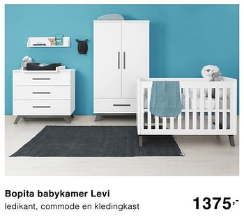 Promoties Bopita babykamer levi ledikant, commode en kledingkast - Bopita - Geldig van 06/10/2019 tot 12/10/2019 bij Baby & Tiener Megastore