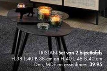 Promoties Tristan set van 2 bijzettafels - Huismerk - Casa - Geldig van 30/09/2019 tot 27/10/2019 bij Casa