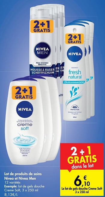 Promotions Lot de produits de soins nivea et nivea men - Nivea - Valide de 02/10/2019 à 14/10/2019 chez Carrefour