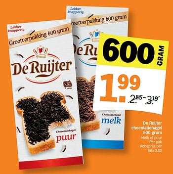 Promoties De ruijter chocoladehagel - De Ruijter - Geldig van 07/10/2019 tot 13/10/2019 bij Albert Heijn