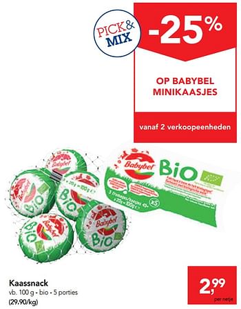 Promoties Kaassnack - Babybel - Geldig van 09/10/2019 tot 22/10/2019 bij Makro