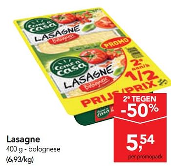 Promoties Lasagne - Come a Casa - Geldig van 09/10/2019 tot 22/10/2019 bij Makro