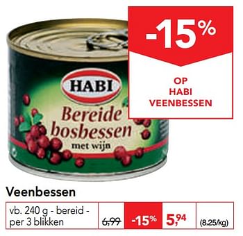 Promoties Veenbessen bereid - Habi - Geldig van 09/10/2019 tot 22/10/2019 bij Makro