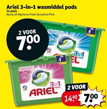 Promotions Ariel 3-in-1 wasmiddel pods - Ariel - Valide de 08/10/2019 à 20/10/2019 chez Kruidvat