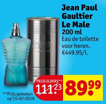 Promoties Jean paul gaultier le male - Jean Paul Gaultier - Geldig van 08/10/2019 tot 20/10/2019 bij Kruidvat