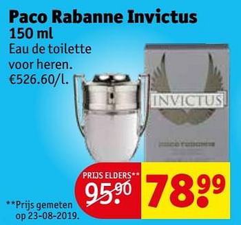 Promoties Paco rabanne invictus - Paco Rabanne - Geldig van 08/10/2019 tot 20/10/2019 bij Kruidvat