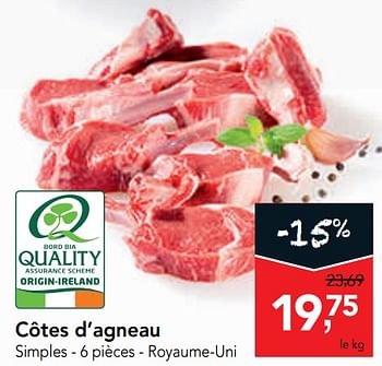Promotions Côtes d`agneau - Produit maison - Makro - Valide de 09/10/2019 à 22/10/2019 chez Makro
