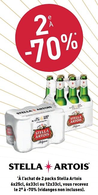 Promotions 2e tegen -70% - Stella Artois - Valide de 09/10/2019 à 22/10/2019 chez Makro