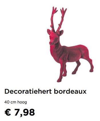 Promotions Decoratiehert bordeaux - Produit maison - Molecule - Valide de 01/10/2019 à 30/10/2019 chez Molecule