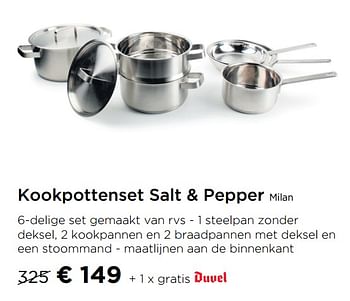 Promotions Kookpottenset salt + pepper milan - Salt & Pepper - Valide de 01/10/2019 à 30/10/2019 chez Molecule