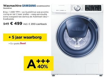 Promotions Wasmachine samsung ww81m642opw quickdrive - Samsung - Valide de 01/10/2019 à 30/10/2019 chez Molecule
