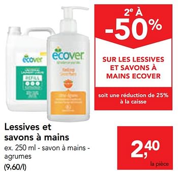 Promotions Lessives et savons à mains savon à mains - agrumes - Ecover - Valide de 09/10/2019 à 22/10/2019 chez Makro