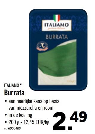 Promoties Burrata - Italiamo - Geldig van 14/10/2019 tot 19/10/2019 bij Lidl