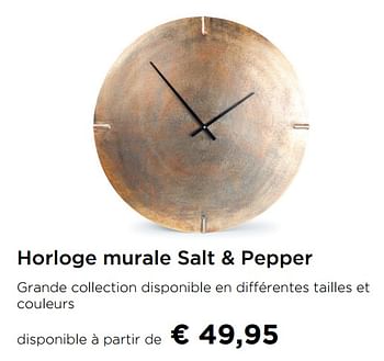Promotions Horloge murale salt + pepper - Produit maison - Molecule - Valide de 01/10/2019 à 30/10/2019 chez Molecule