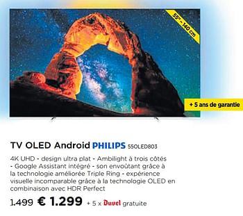 Promotions Tv oled android philips 55oled803 - Philips - Valide de 01/10/2019 à 30/10/2019 chez Molecule