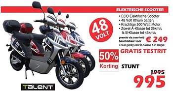 Promotions Elektrische scooter - Talent - Valide de 04/10/2019 à 27/10/2019 chez Itek