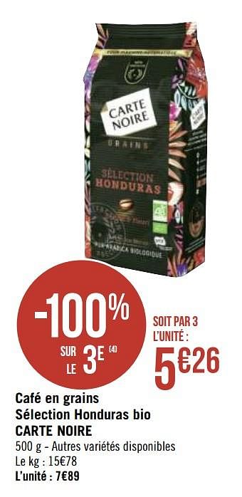 Cartenoire Cafe En Grains Selection Honduras Bio Carte Noire Promotie Bij Geant Casino