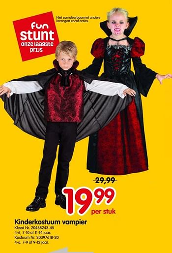 Promoties Kinderkostuum vampier - Huismerk - Fun - Geldig van 04/10/2019 tot 29/10/2019 bij Fun