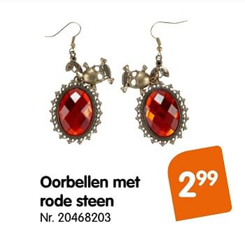 Promoties Oorbellen met rode steen - Huismerk - Fun - Geldig van 04/10/2019 tot 29/10/2019 bij Fun