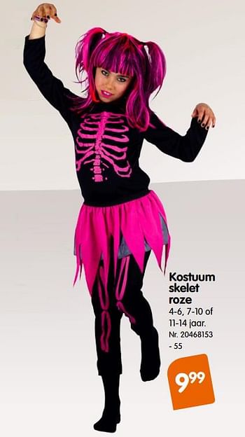 Promoties Kostuum skelet roze - Huismerk - Fun - Geldig van 04/10/2019 tot 29/10/2019 bij Fun