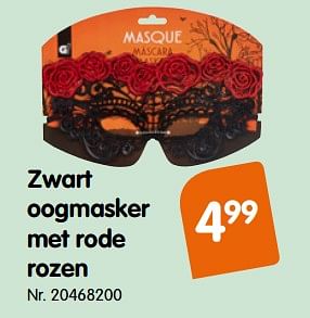 Promoties Zwart oogmasker met rode rozen - Huismerk - Fun - Geldig van 04/10/2019 tot 29/10/2019 bij Fun