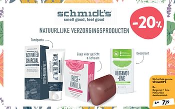 Promotions Bergamot + lime natuurlijke deodorantstick - Schmidt's - Valide de 09/10/2019 à 22/10/2019 chez DI