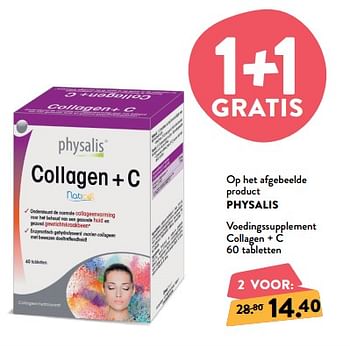 Promotions Voedingssupplement collagen + c 60 tabletten - Physalis - Valide de 09/10/2019 à 22/10/2019 chez DI