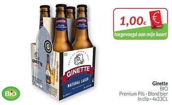 Promoties Ginette bio premium pils - blond bier - Ginette - Geldig van 01/10/2019 tot 31/10/2019 bij Intermarche