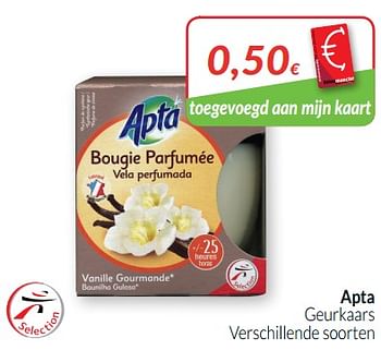 Promoties Apta geurkaars - Apta - Geldig van 01/10/2019 tot 31/10/2019 bij Intermarche