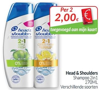 Promoties Head + shoulders shampoo 2in1 - Head & Shoulders - Geldig van 01/10/2019 tot 31/10/2019 bij Intermarche
