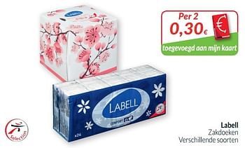 Promoties Labell zakdoeken - Labell - Geldig van 01/10/2019 tot 31/10/2019 bij Intermarche