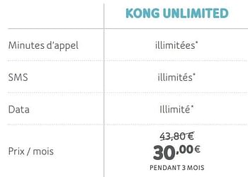 Promotions Kong unlimited - Produit Maison - Telenet - Valide de 30/09/2019 à 01/12/2019 chez Telenet