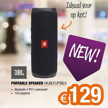 Promoties Jbl portable speaker hkjblflip5blk - JBL - Geldig van 01/10/2019 tot 31/10/2019 bij Expert