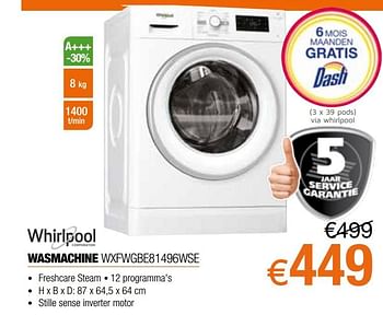 Promoties Whirpool wasmachine wxfwgbe81496wse - Huismerk - Expert - Geldig van 01/10/2019 tot 31/10/2019 bij Expert