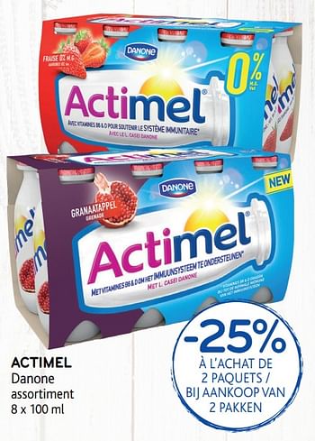Promotions Actimel danone assortiment -25% à l`achat de 2 paquets - Danone - Valide de 09/10/2019 à 22/10/2019 chez Alvo