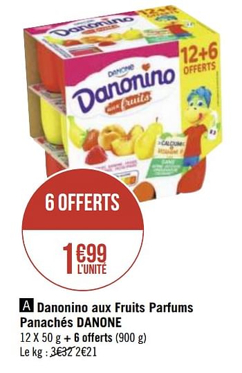 Promotions Danonino aux fruits parfums panachés danone - Danone - Valide de 01/10/2019 à 14/10/2019 chez Géant Casino