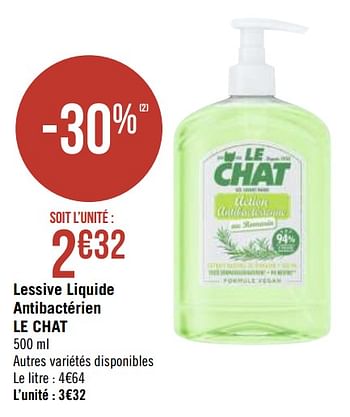 Promotions Lessive liquide antibactérien le chat - Le Chat - Valide de 01/10/2019 à 14/10/2019 chez Géant Casino