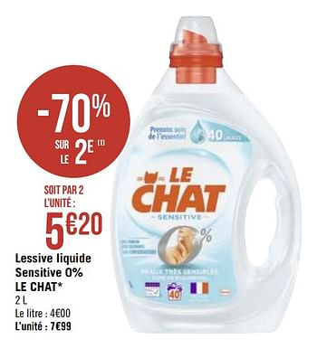 Promoties Lessive liquide sensitive 0% le chat - Le Chat - Geldig van 01/10/2019 tot 14/10/2019 bij Géant Casino