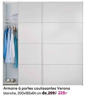 Promotions Armoire à portes coulissantes verona - Produit maison - Leen Bakker - Valide de 07/10/2019 à 20/10/2019 chez Leen Bakker