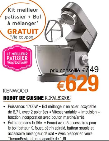 Promotions Kenwood robot de cuisine kdkvl8320s - Kenwood - Valide de 01/10/2019 à 31/10/2019 chez Expert