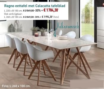 Promoties Ragno eettafel met calacatta tafelblad - Bristol - Geldig van 29/09/2019 tot 29/10/2019 bij Overstock