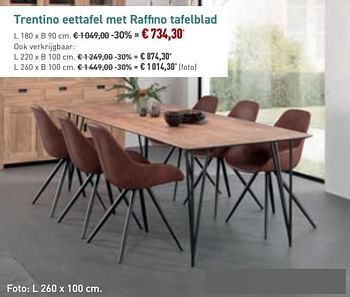 Promoties Trentino eettafel met raffino tafelblad - Bristol - Geldig van 29/09/2019 tot 29/10/2019 bij Overstock
