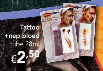 Promoties Tattoo +nep bloed - Huismerk - Happyland - Geldig van 30/09/2019 tot 02/11/2019 bij Happyland