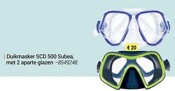 Promoties Duikmasker scd 500 subea, met 2 aparte glazen - Huismerk - Decathlon - Geldig van 30/09/2019 tot 29/02/2020 bij Decathlon