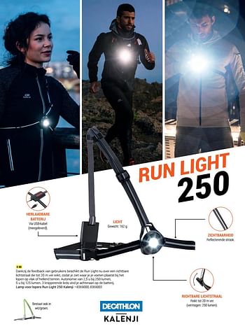 Promoties Lamp voor lopers run light 250 kalenji - Kalenji - Geldig van 30/09/2019 tot 29/02/2020 bij Decathlon